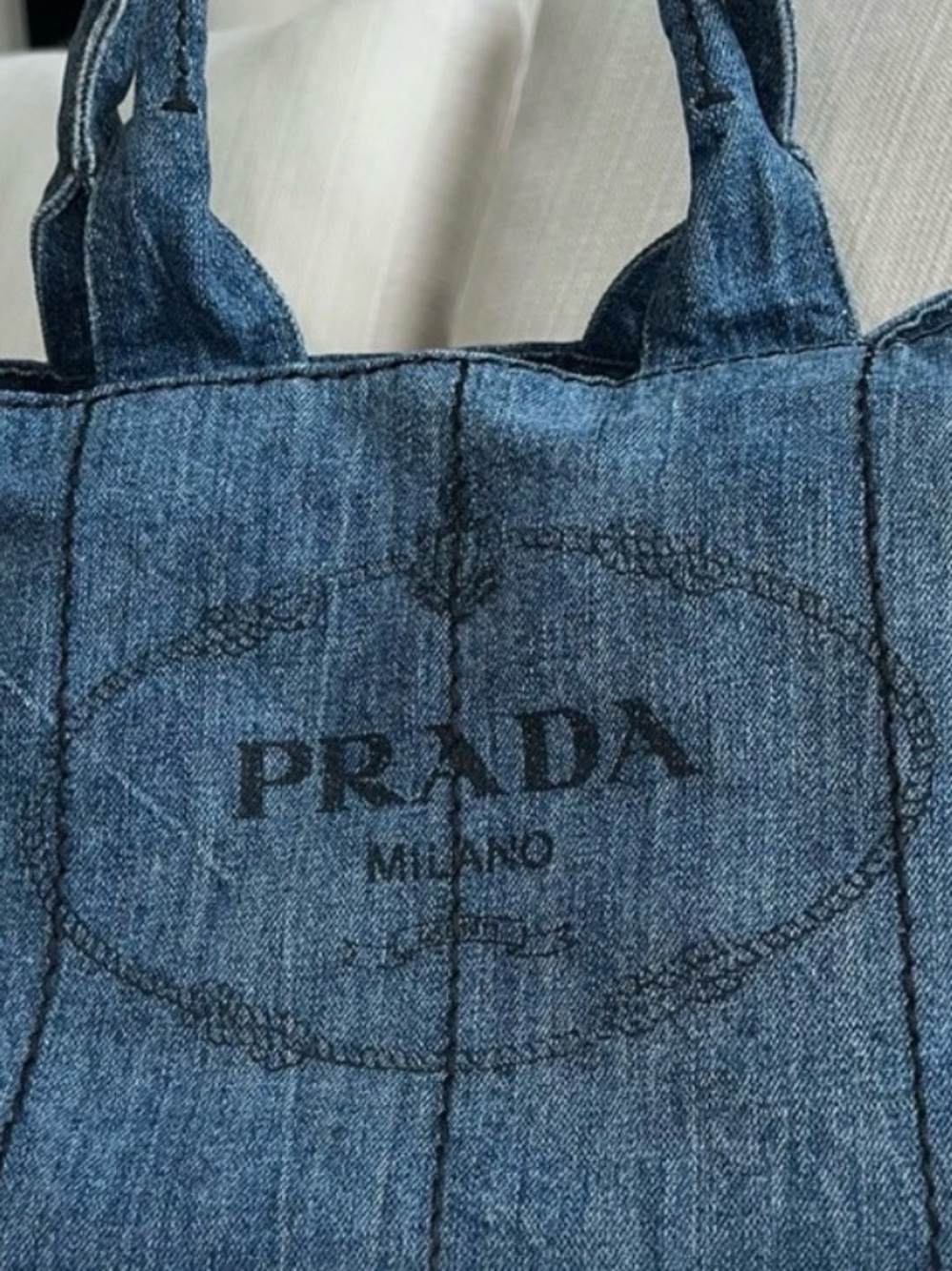 PRADA Blue Denim Structured
Canapa Tote - Picture 2 of 12